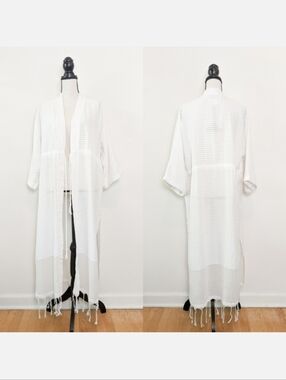 NWT The Handloom Cotton White Striped Kimono